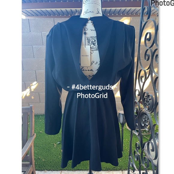 NEW Nocturne Elbise Siyah Drape Front High Neck Mini Dress EU 38 Medium 6 / 8 - Picture 3 of 16